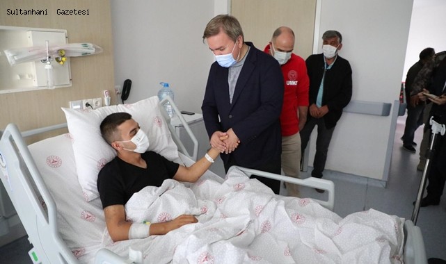 AFRİN'DEKİ SALDIRIDA YARALANAN ASKERE AKSARAY VALİSİ AYDOĞDU'DAN ZİYARET