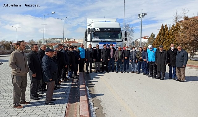 SULTANHANI İLÇESİNDE TOPLANAN BİN KOLİ YARDIM İDLİB'E GÖNDERİLDİ