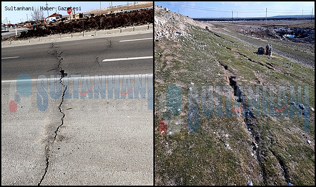 DEPREMLER SONRASI AKSARAY-KONYA YOLUNDA ve SULTANHANI İLÇESİNDE YARIKLAR OLUŞTU
